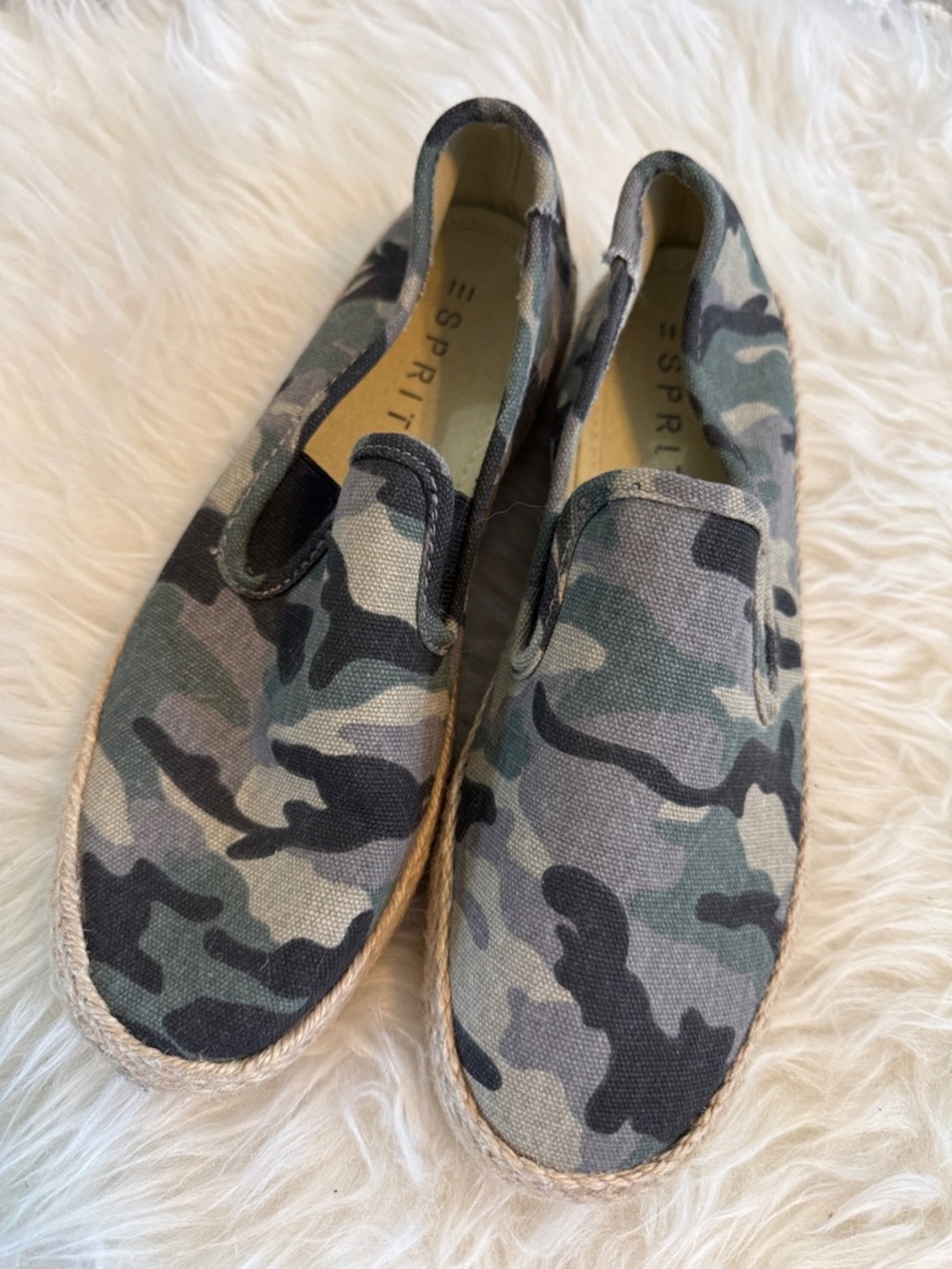 Esprit Men’s Camo Slip-On Loafers - Green/Black/Gray